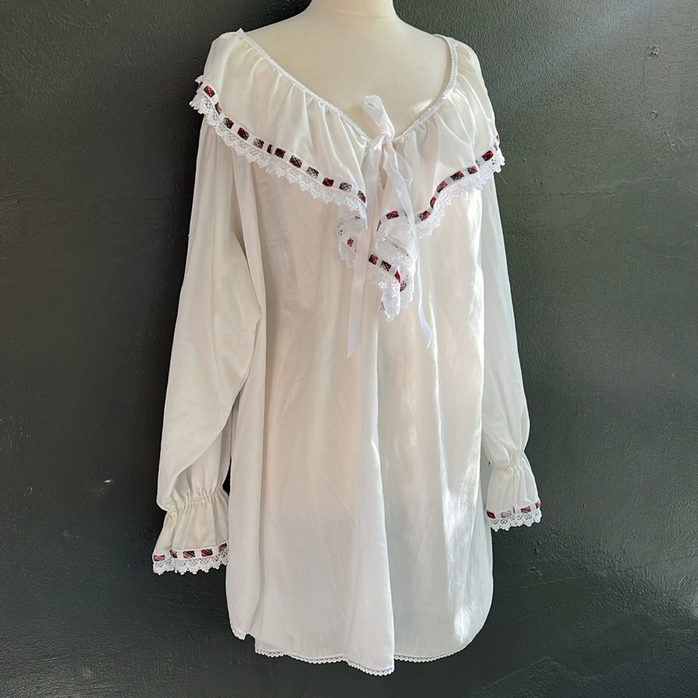 White Ruffled Women's Renaissance Top - Picture 2 of 9